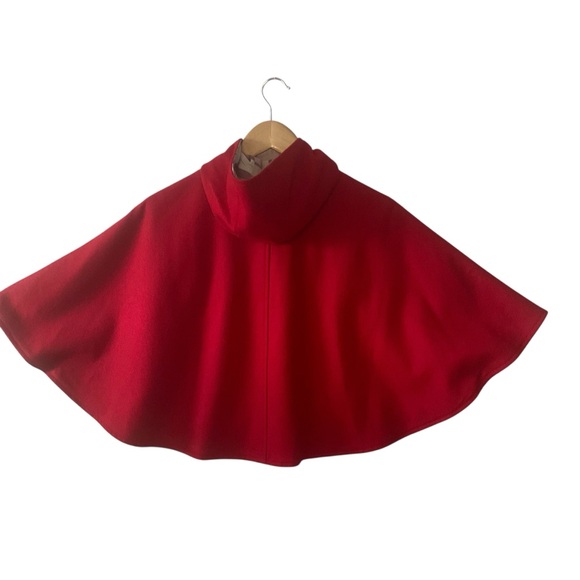 HOPE & HENRY sz Medium Girls Cape Double Breasted Pockets Tan Plaid Hood Lining - Picture 4 of 14